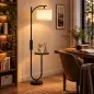 Lámpara de Pie LED Regulable con Estante 11 Temperaturas y Brillos Pantalla Ajustable Mando RF Interruptor de Pie Negro Lámpara de Pie LED Regulable con Estante 11 Temperaturas y Brillos Pantalla Ajustable Mando RF Interruptor de Pie Negro