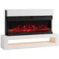 Chimenea Eléctrica de Pie/Pared 900/1800W con Tira LED 3 Caras Mueble TV 55" 12 Colores de Llama Control Remoto Blanco