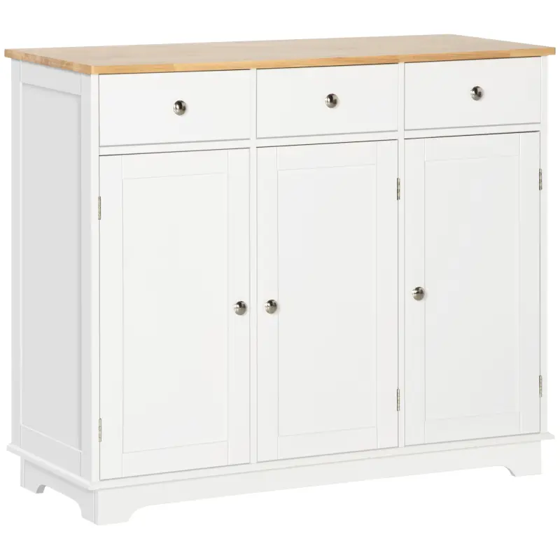 Aparador de Cocina Mueble Auxiliar de Almacenaje para Comedor Salón Estilo Moderno Antivuelco 101x40x85 cm Blanco Aparador de Cocina Mueble Auxiliar de Almacenaje para Comedor Salón Estilo Moderno Antivuelco 101x40x85 cm Blanco