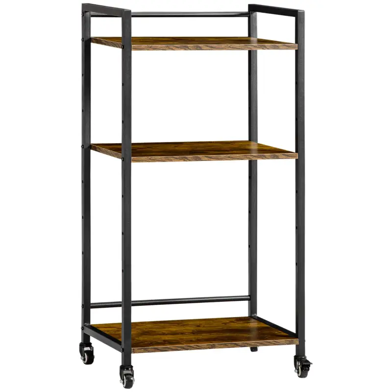 Carro de Almacenamiento con 3 Estantes Soporte de Impresora para Oficina Estudio 50x35x100,5 cm Marrón Rústico