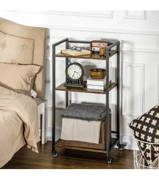 Carro de Almacenamiento con 3 Estantes Soporte de Impresora para Oficina Estudio 50x35x100,5 cm Marrón Rústico