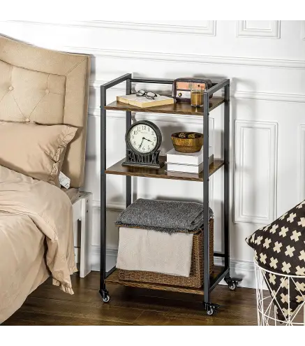 Carro de Almacenamiento con 3 Estantes Soporte de Impresora para Oficina Estudio 50x35x100,5 cm Marrón Rústico