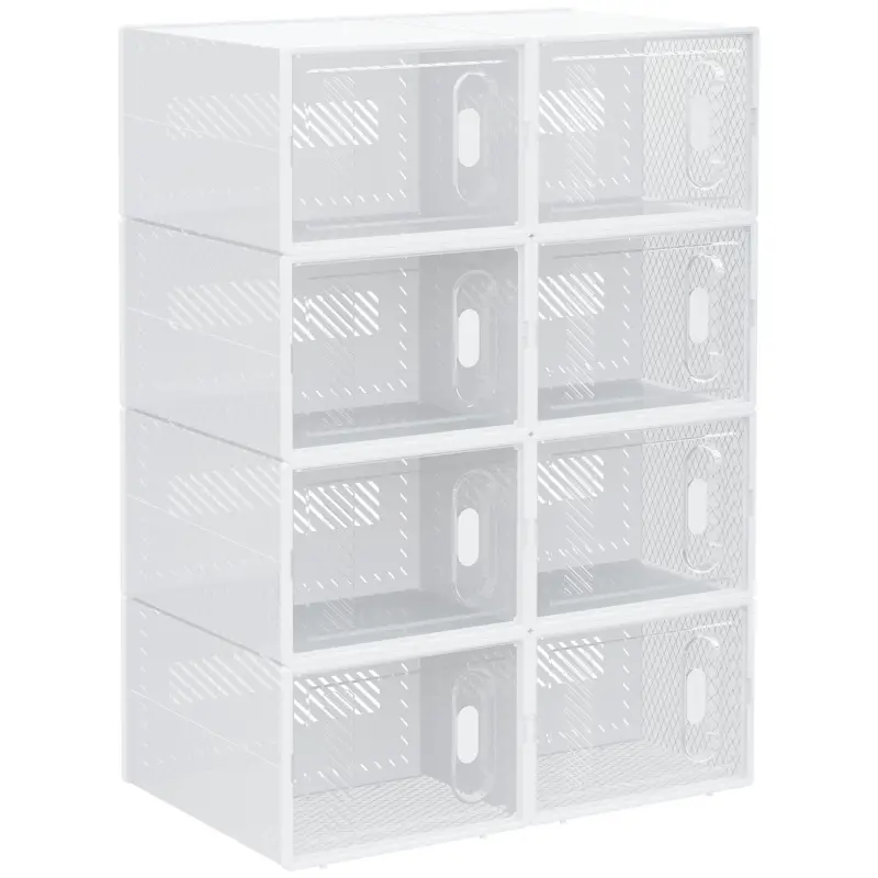 Organizador de Zapatos Modular Estantería Modulable con 8 Cubos Puertas Magnéticas 25x35x19 cm Transparente
