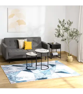 Alfombra de Salón Moderna de Terciopelo 230x160 cm Alfombra Geométrica con Base Antideslizante Multicolor