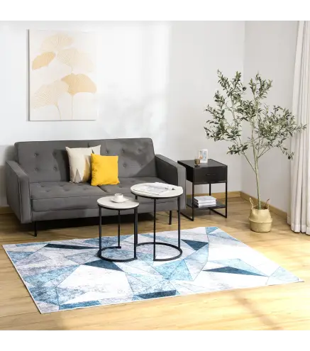Alfombra de Salón Moderna de Terciopelo 230x160 cm Alfombra Geométrica con Base Antideslizante Multicolor