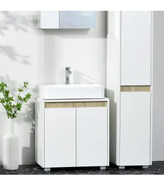 Mueble para Debajo del Lavabo Armario Bajo con 2 Puertas y Almacenamiento Interior 57x33x60 cm Blanco