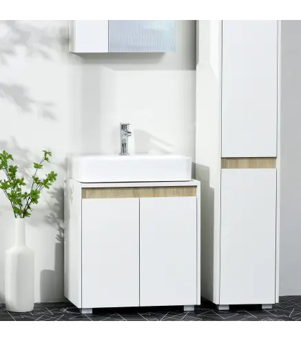 Mueble para Debajo del Lavabo Armario Bajo con 2 Puertas y Almacenamiento Interior 57x33x60 cm Blanco