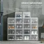 Organizador de Zapatos Modular Estantería Modulable con 18 Cubos Puertas Magnéticas 25x35x19 cm Transparente
