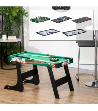 Mesa Multijuegos para Niños de +7 Años 6 en 1 Plegable Billar Futbolín Ping-Pong 118x104x71 cm Multicolor