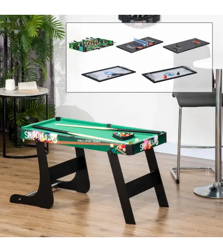 Mesa Multijuegos para Niños de +7 Años 6 en 1 Plegable Billar Futbolín Ping-Pong 118x104x71 cm Multicolor