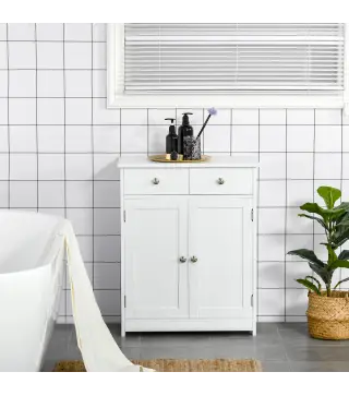 Armario Auxiliar de Baño con Cajones de Estilo Clásico Mueble Auxiliar de Pasillo Dormitorio 60x30x75 cm Blanco