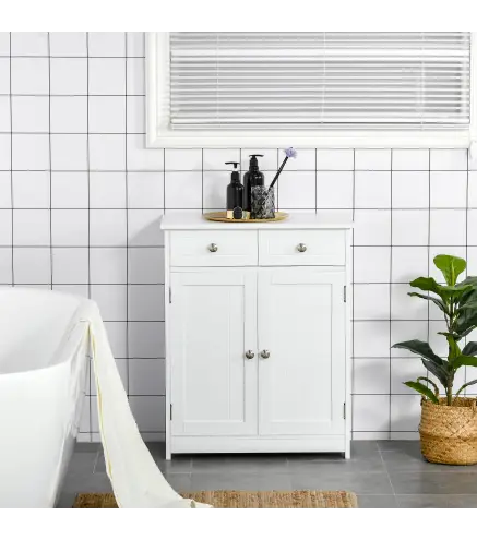 Armario Auxiliar de Baño con Cajones de Estilo Clásico Mueble Auxiliar de Pasillo Dormitorio 60x30x75 cm Blanco