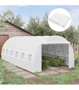 Cubierta de Repuesto para Invernadero 600x300x200cm Tipo Túnel Carpa de Invernadero con 12 Ventanas Blanco