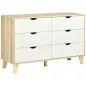 Cómoda con 6 Cajones Cajonera para Dormitorio Salón Estudio Estilo Moderno 120x40x76 cm Natural y Blanco