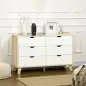Cómoda con 6 Cajones Cajonera para Dormitorio Salón Estudio Estilo Moderno 120x40x76 cm Natural y Blanco
