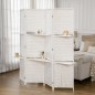Biombo Separador de Ambientes Plegable con 2 Estantes de Madera de Pino y Fibra de Papel 181x180 cm Blanco