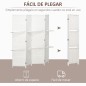 Biombo Separador de Ambientes Plegable con 2 Estantes de Madera de Pino y Fibra de Papel 181x180 cm Blanco