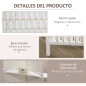 Biombo Separador de Ambientes Plegable con 2 Estantes de Madera de Pino y Fibra de Papel 181x180 cm Blanco