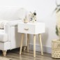 Juego de 2 Mesitas de Noche con Cajón y Patas de Madera para Dormitorio Salón Cama Oficina 40,5x30,5x60 cm Blanco