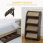 Escalón para Perros Gatos Portátil con Alfombras Antideslizantes para Cama Sofá Carga 20 kg 62x38x49,5 cm Marrón