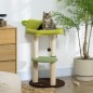 Árbol Rascador para Gatos con Cama en Forma de Aguacate Plataforma Postes de Sisal y Bola Colgante Ø44x83cm Verde