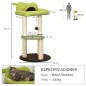 Árbol Rascador para Gatos con Cama en Forma de Aguacate Plataforma Postes de Sisal y Bola Colgante Ø44x83cm Verde