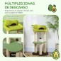 Árbol Rascador para Gatos con Cama en Forma de Aguacate Plataforma Postes de Sisal y Bola Colgante Ø44x83cm Verde