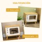 Cama Cueva para Gatos Estilo Televisor con Cojín Lavable y Bola de Juguete 50x28x43 cm Roble