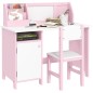 Escritorio Infantil de Madera con Silla y Mesa con Organizador y Pizarra Blanca para +5 Años 90x45x85 cm Rosa