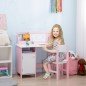 Escritorio Infantil de Madera con Silla y Mesa con Organizador y Pizarra Blanca para +5 Años 90x45x85 cm Rosa