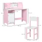 Escritorio Infantil de Madera con Silla y Mesa con Organizador y Pizarra Blanca para +5 Años 90x45x85 cm Rosa