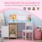 Escritorio Infantil de Madera con Silla y Mesa con Organizador y Pizarra Blanca para +5 Años 90x45x85 cm Rosa