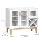 Aparador de Cocina con 3 Puertas de Vidrio y Botellero en Forma X para 4 Botellas 90x37x75 cm Blanco