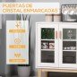 Aparador de Cocina con 3 Puertas de Vidrio y Botellero en Forma X para 4 Botellas 90x37x75 cm Blanco