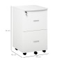 Cajonera de Oficina Mueble Auxiliar con 2 Cajones Cierre con Llave para Estudio Despacho 43x45x72 cm Blanco