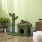 Árbol Rascador para Gatos Diseño de Cactus con Cama Cueva Poste de Sisal y Bola Colgante 68x30x67 cm Verde