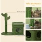 Árbol Rascador para Gatos Diseño de Cactus con Cama Cueva Poste de Sisal y Bola Colgante 68x30x67 cm Verde
