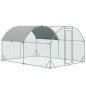 Gallinero de Exterior Grande para 6-12 Gallinas de Acero Galvanizado con Techo de Tela Oxford 2,8x3,8x1,97m Plata