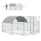 Gallinero de Exterior Grande para 6-12 Gallinas de Acero Galvanizado con Techo de Tela Oxford 2,8x3,8x1,97m Plata
