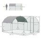 Gallinero de Exterior Grande para 6-12 Gallinas de Acero Galvanizado con Techo de Tela Oxford 2,8x3,8x1,97m Plata Gallinero de Exterior Grande para 6-12 Gallinas de Acero Galvanizado con Techo de Tela Oxford 2,8x3,8x1,97m Plata