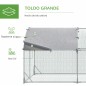 Gallinero de Exterior Grande para 6-12 Gallinas de Acero Galvanizado con Techo de Tela Oxford 2,8x3,8x1,97m Plata