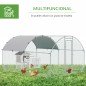 Gallinero de Exterior Grande para 6-12 Gallinas de Acero Galvanizado con Techo de Tela Oxford 2,8x3,8x1,97m Plata Gallinero de Exterior Grande para 6-12 Gallinas de Acero Galvanizado con Techo de Tela Oxford 2,8x3,8x1,97m Plata