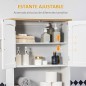 Mueble sobre Inodoro Armario Alto para Lavadora con Balda Interior Ajustable para Baño WC 64x22x165 cm Blanco
