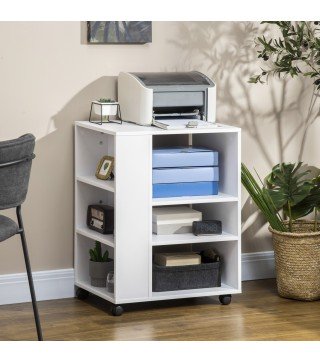 Armario para Impresora Mueble Auxiliar de Oficina Dormitorio Cocina Salón 60x40x75,8 cm Blanco