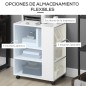 Armario para Impresora Mueble Auxiliar de Oficina Dormitorio Cocina Salón 60x40x75,8 cm Blanco