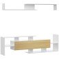 Mueble de Salón para TV Conjunto Muebles de TV 153,6x25x42cm y Estante de Pared 150x14,5x16,3cm Blanco y Natural Mueble de Salón para TV Conjunto Muebles de TV 153,6x25x42cm y Estante de Pared 150x14,5x16,3cm Blanco y Natural