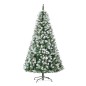 Árbol de Navidad Artificial 180 cm con Nieve con 800 Ramas 61 Piñas Decoración Navideña para Interiores Verde