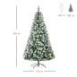 Árbol de Navidad Artificial 180 cm con Nieve con 800 Ramas 61 Piñas Decoración Navideña para Interiores Verde
