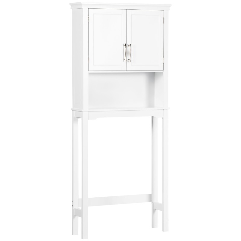 Mueble sobre Inodoro Armario Alto para Lavadora con 2 Puertas Balda Ajustable y 1 Estante 71x20,5x165 cm Blanco