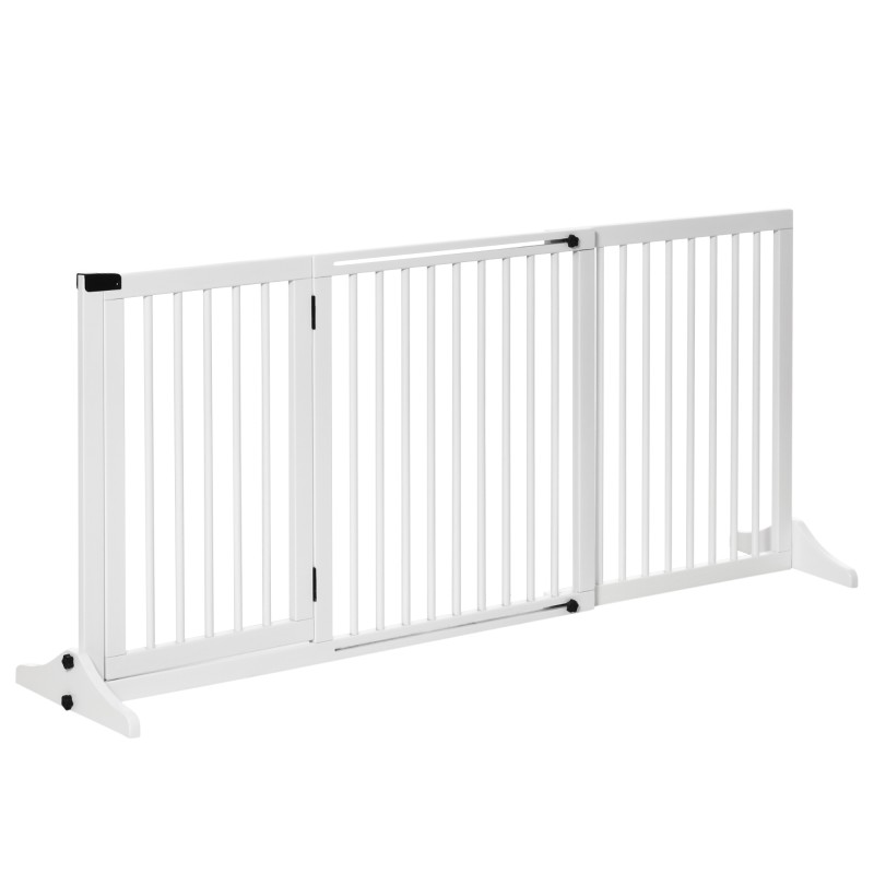 Barrera de Seguridad Extensible para Perros Valla Protección para Escaleras y Puertas 113-166x36x71 cm Blanco